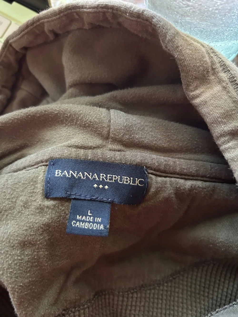BANANA REPUBLIC MOSS GREEN MAN'S LARGE 100% COTTON HOODIE